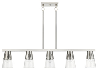 5 Light Brushed Nickel Large Linear Chandelier