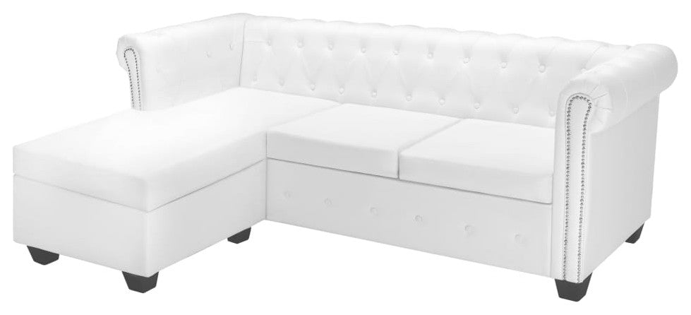 vidaXL L-shaped Chesterfield Sofa Artificial Leather White