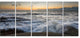 Troubled Sunset Sea Waves, Beach Photo Canvas Print, 60"x28", 5 Panels