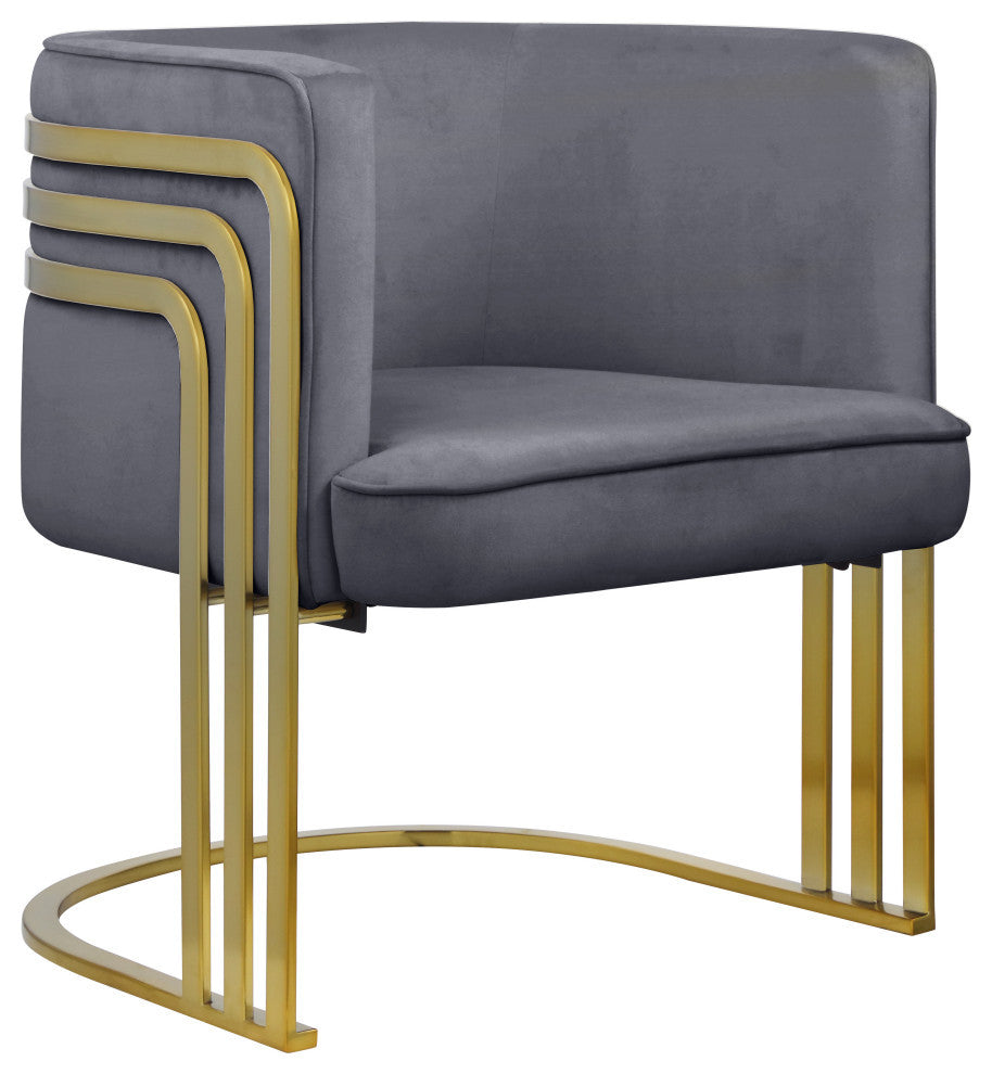 Rays Velvet Upholstered Accent Chair, Gray