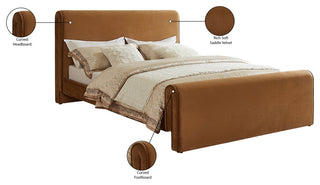 Sloan Black Velvet Full Bed, Saddle, King