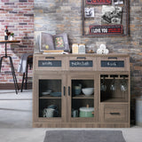 Lomel Transitional Chalkboard Buffet Server, Chestnut Brown
