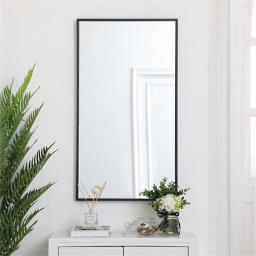 Elegant Decor Eternity 36" x 20" Contemporary Metal Frame Mirror in Black