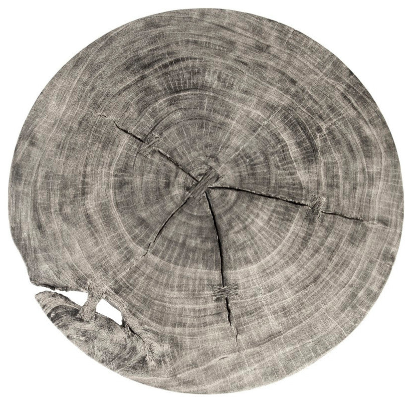 Chuleta Bar Table on Black Metal Base, Chamcha Wood, Gray Stone