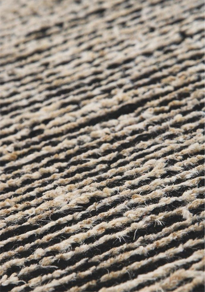 Hand Woven White Black Wool Area Rug