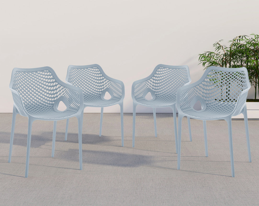 Mykonos Outdoor Patio Dining Chair (Set of 4), Sky Blue, With Arms