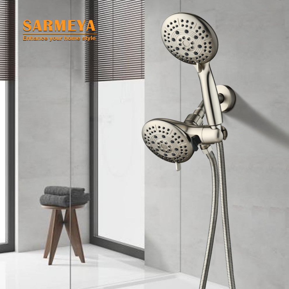 4.5" 3-Way Rainfall Showerhead and 6-Setting Handheld Shower Combo, Brushed Nickel