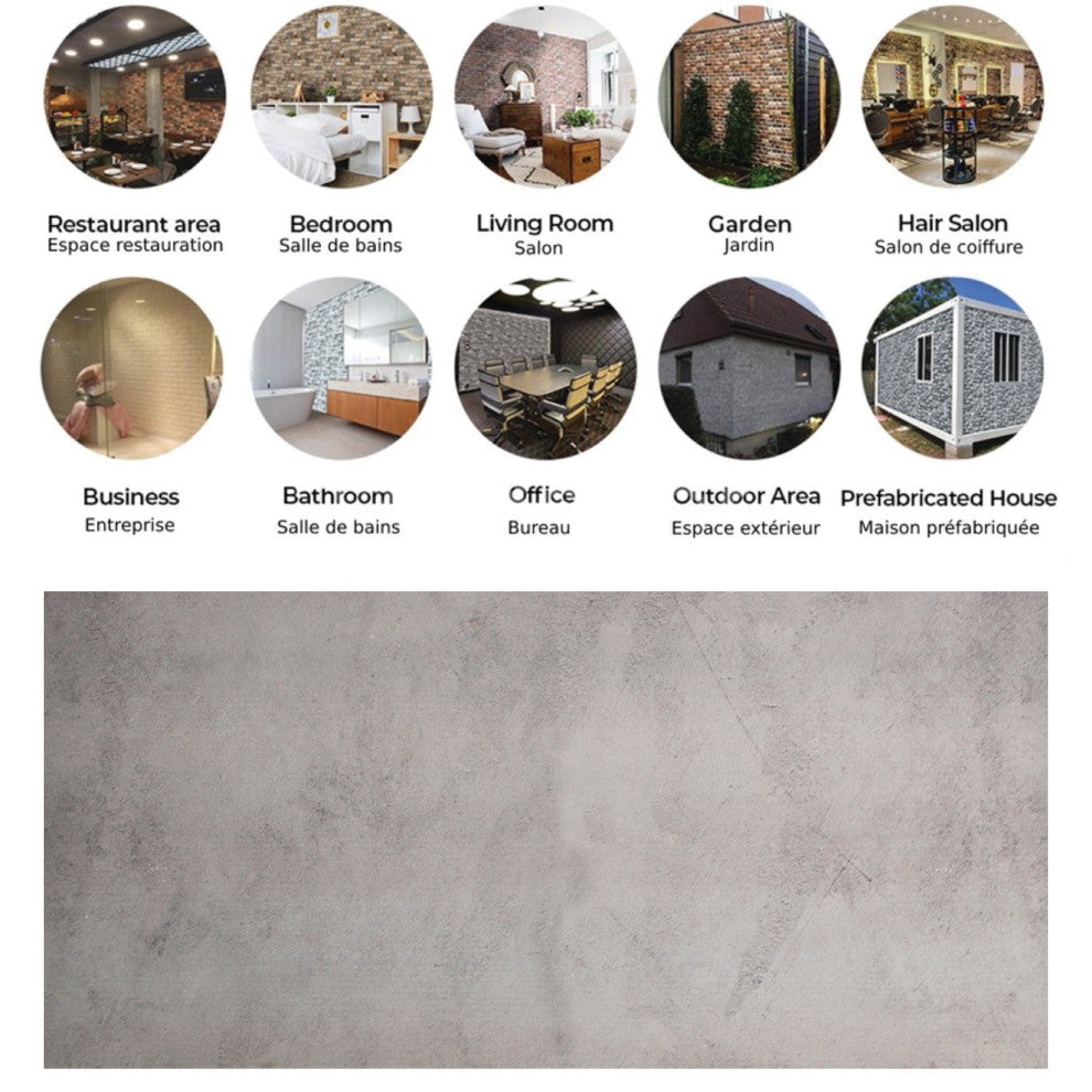 Faux Cement 3D Wall Panels, Beige Gray, Set of 10, Covers 54 sq ft