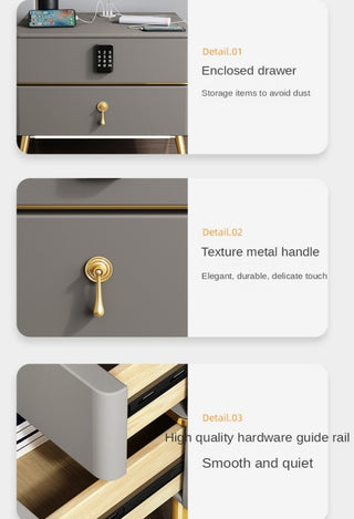 Modern Italian Bedside Table Made of Solid Wood, Gray Blue