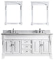 Virtu Huntshire 72" Double Bathroom Vanity, White With Marble Top, Mirrors