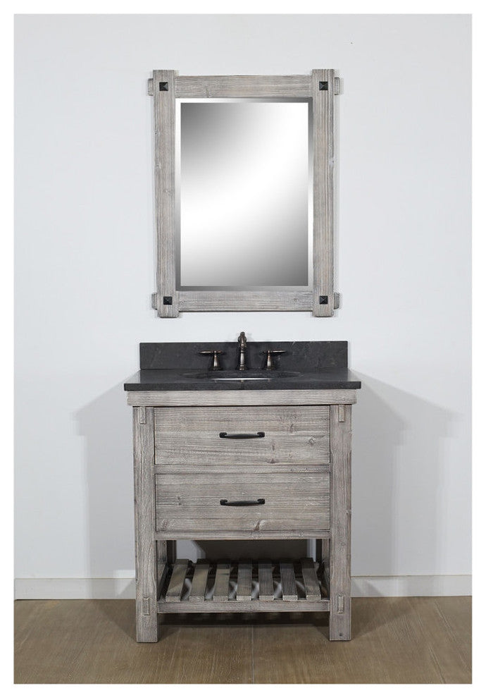 Rustic Fir Single Sink Vanity, Gray, Driftwood With Limestone Top, 30"