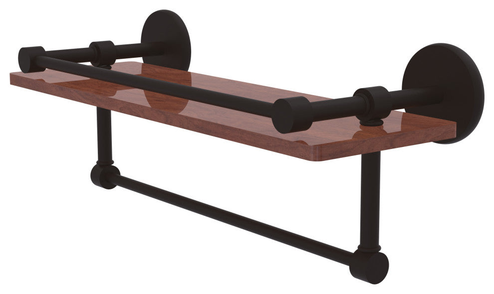 Prestige Skyline 16" Wood Shelf, Gallery Rail and Towel Bar, Oil Rubbed Bronze