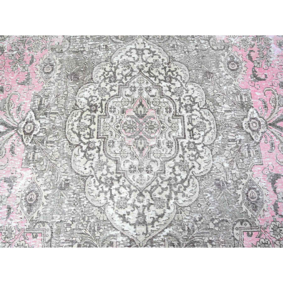 Blush Pink Vintage Tebraz Wool Hand Knotted Oversized Oriental Rug 11'3"x15'9"