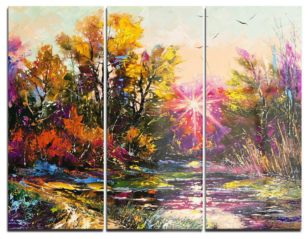 "Farewell to Autumn" Glossy Metal Wall Art, 3 Panels, 36"x28"