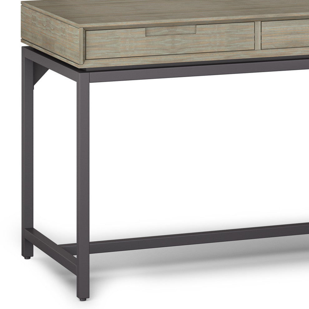 Banting Solid Hardwood Mid Century Wide Desk, Distressed Gray