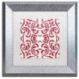 Color Bakery 'Damask Red' Matted Framed Art, Silver Frame, White Mat, 11x11