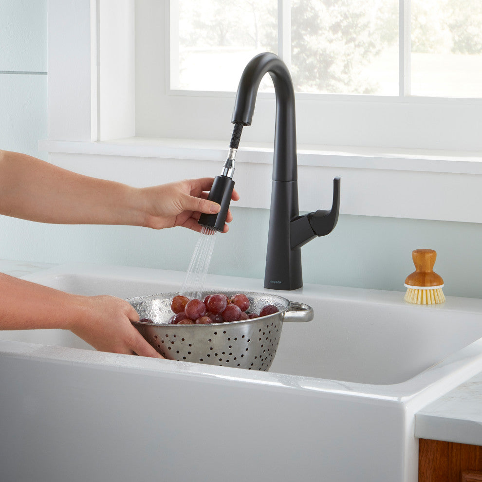 Vaughn Single Handle Pull-Down Prep Faucet, Satin Black