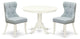 A Dining Set Of Two Parson Chairs, 42" Antique Pedestal Table, Linen White