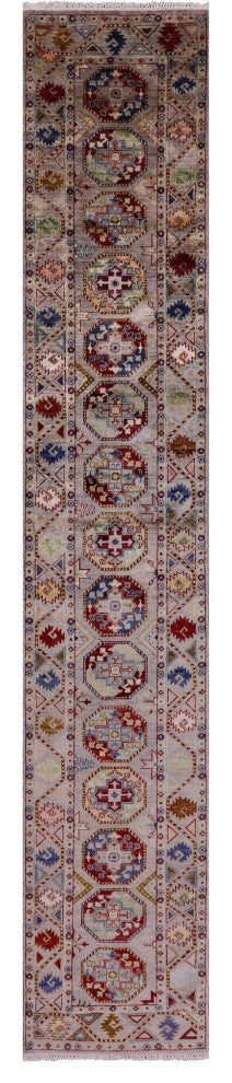 Hand Knotted Bokhara Wool Runner Rug 2' 5" X 13' 10" Q11140