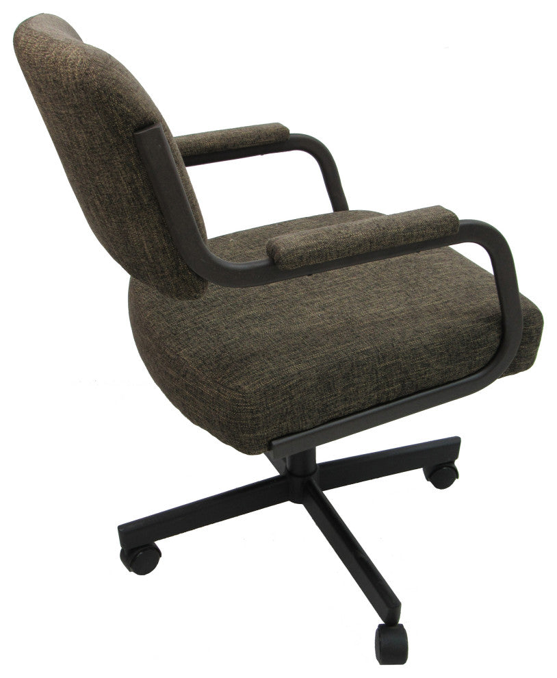Set of 4, Swivel Metal Caster Dining Chairs M-110, Sanora Brown on Brown