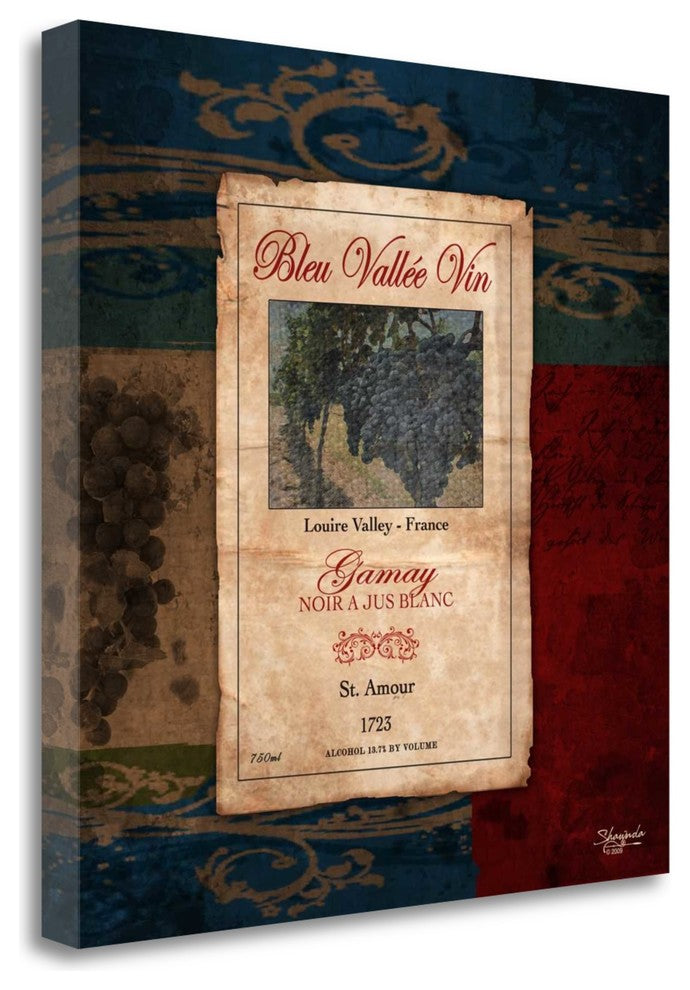 "Gamay Wine Label" By Shawnda Eva, Giclee Print on Gallery Wrap Canvas
