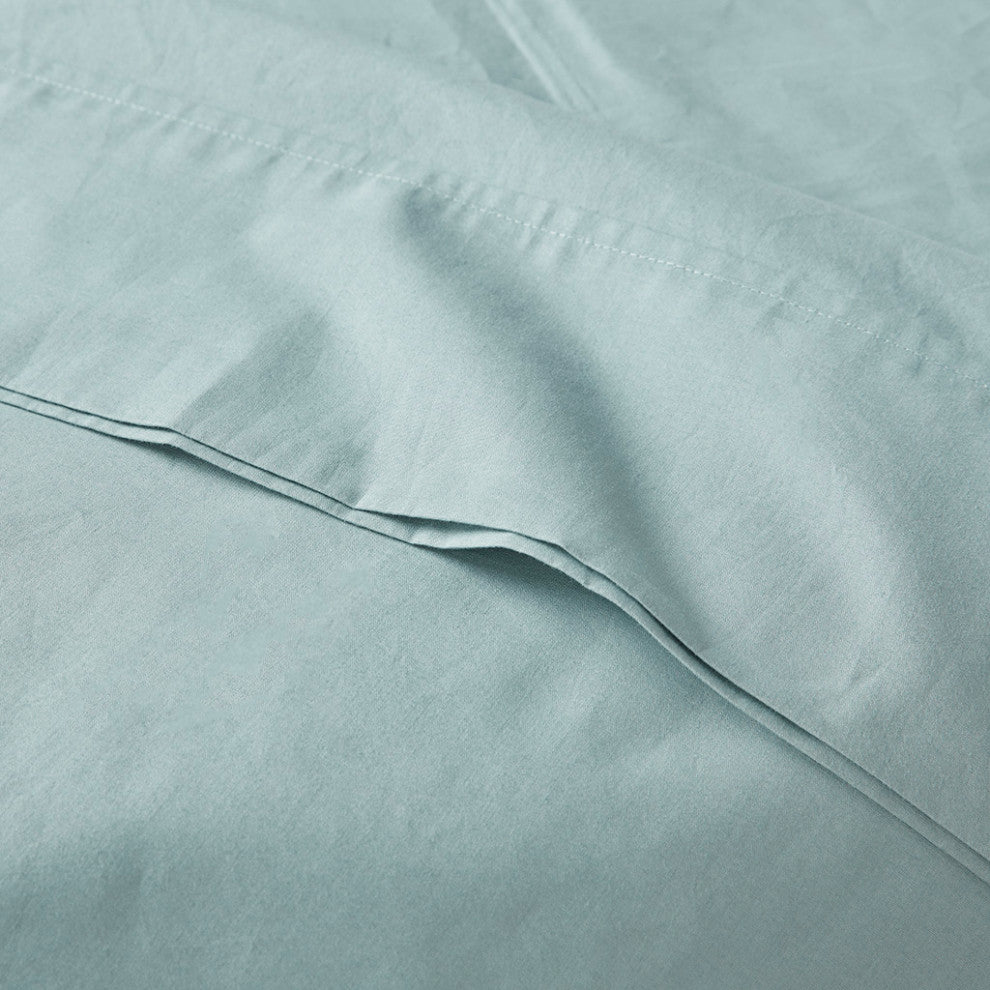 Madison Park Peached Percale Cotton Peached Percale Sheet Set, Aqua