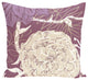 Flowers And Fronds Floral Print Pillow, Plum, 16"x16"