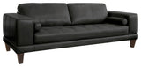 Wynne Contemporary Sofa With Brown Wood Legs, Black