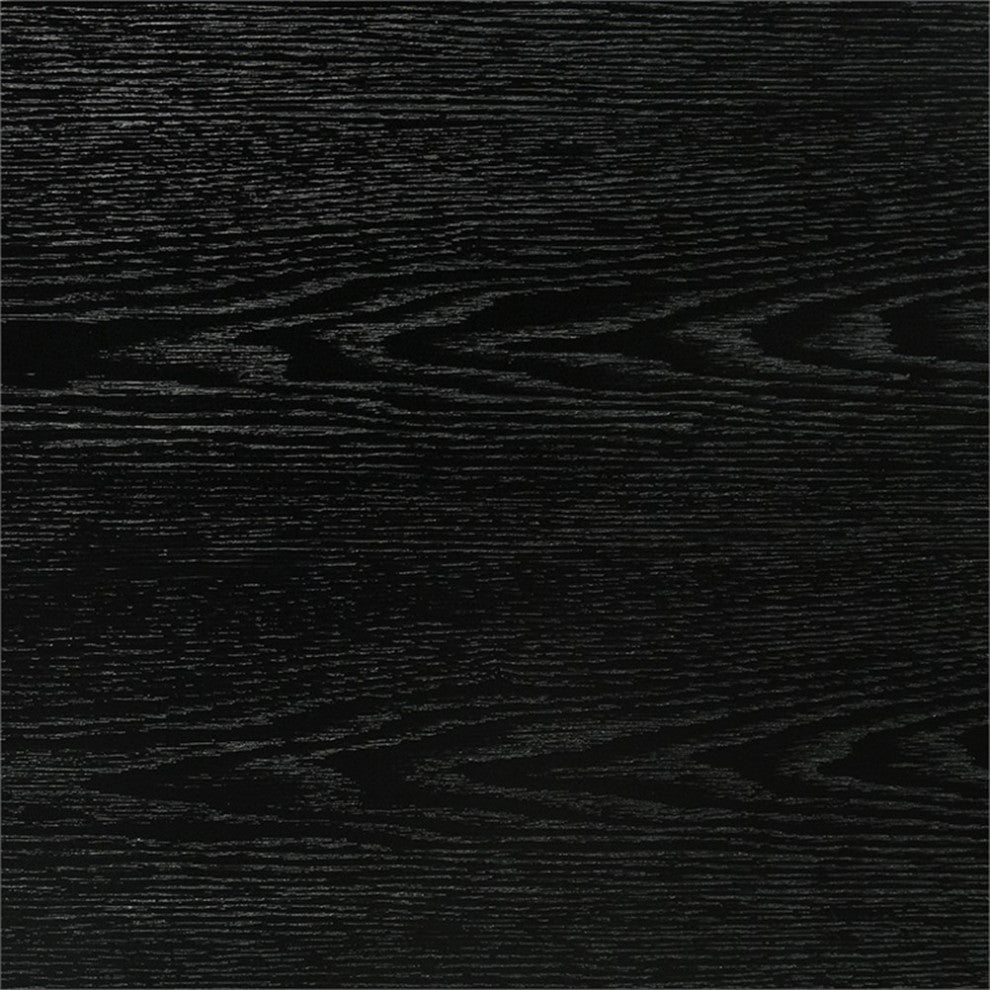 Armen Living Artemio King Platform Wood Bed Frame with Slim Track Arms in Black