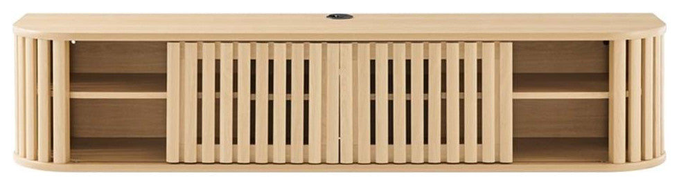 Modway Fortitude Wall-Mounted Wood TV Stand for TVs up to 70" in Oak
