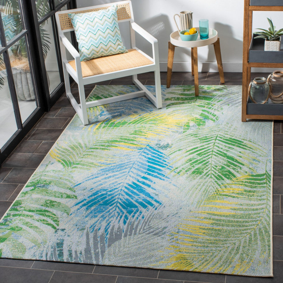 Safavieh Summer SMR485 Indoor-Outdoor Rug, Green/Grey, 4'x6'