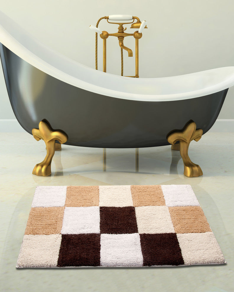 Bath Rug Cotton, 36"x24", Beige Multi, GSF 195, Pattern Dice