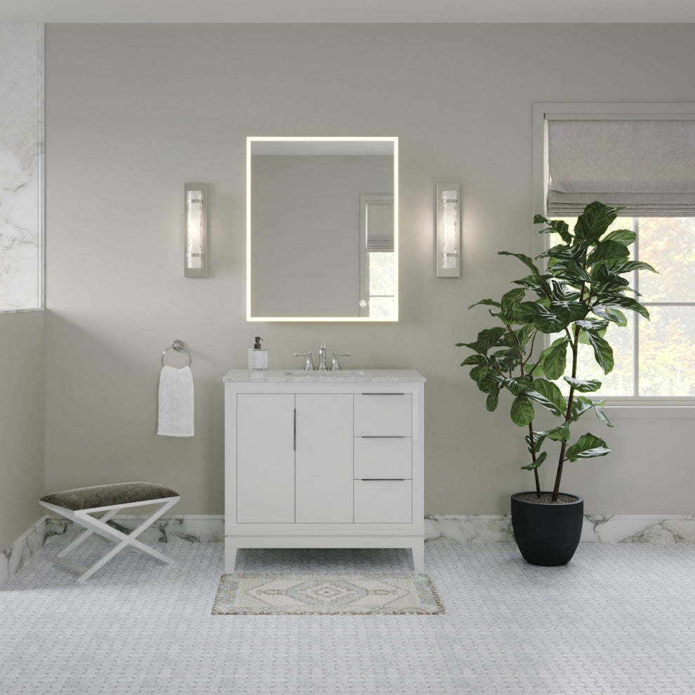 The Ezra Bathroom Vanity, Pure White, 36", Single Sink, Freestanding
