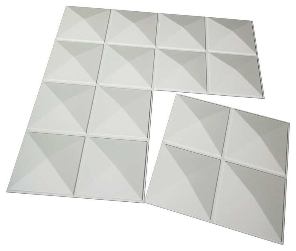 19.7"x19.7" Art3d Eco 3D Wall Panels Textured Design Board, White, Set of 12