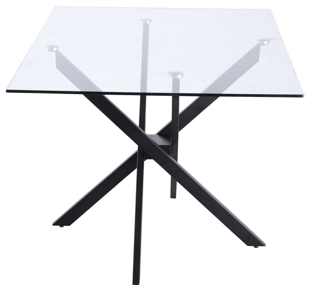 Xander Dining Table, Matte Black Legs, Rectangular Top