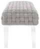 Prologue Woven Performance Velvet Ottoman, Light Gray