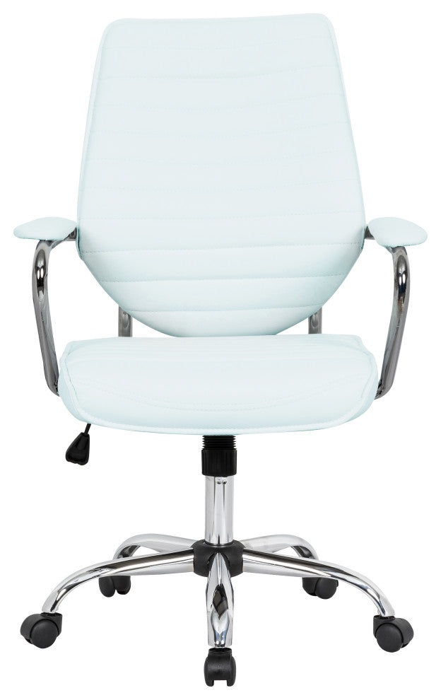 LeisureMod Winchester Home Leather Office Chair, White