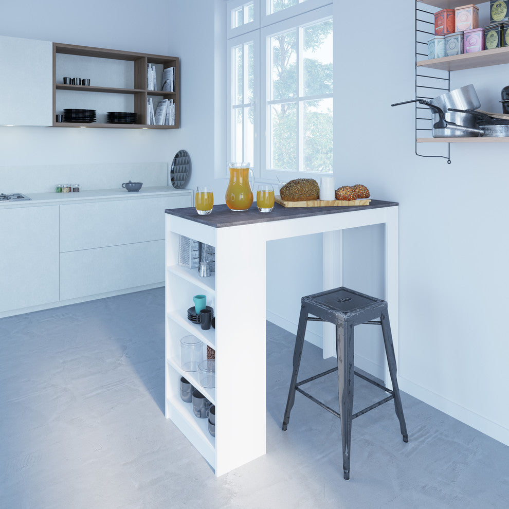 Aravis Dining Bar Table, White, Concrete