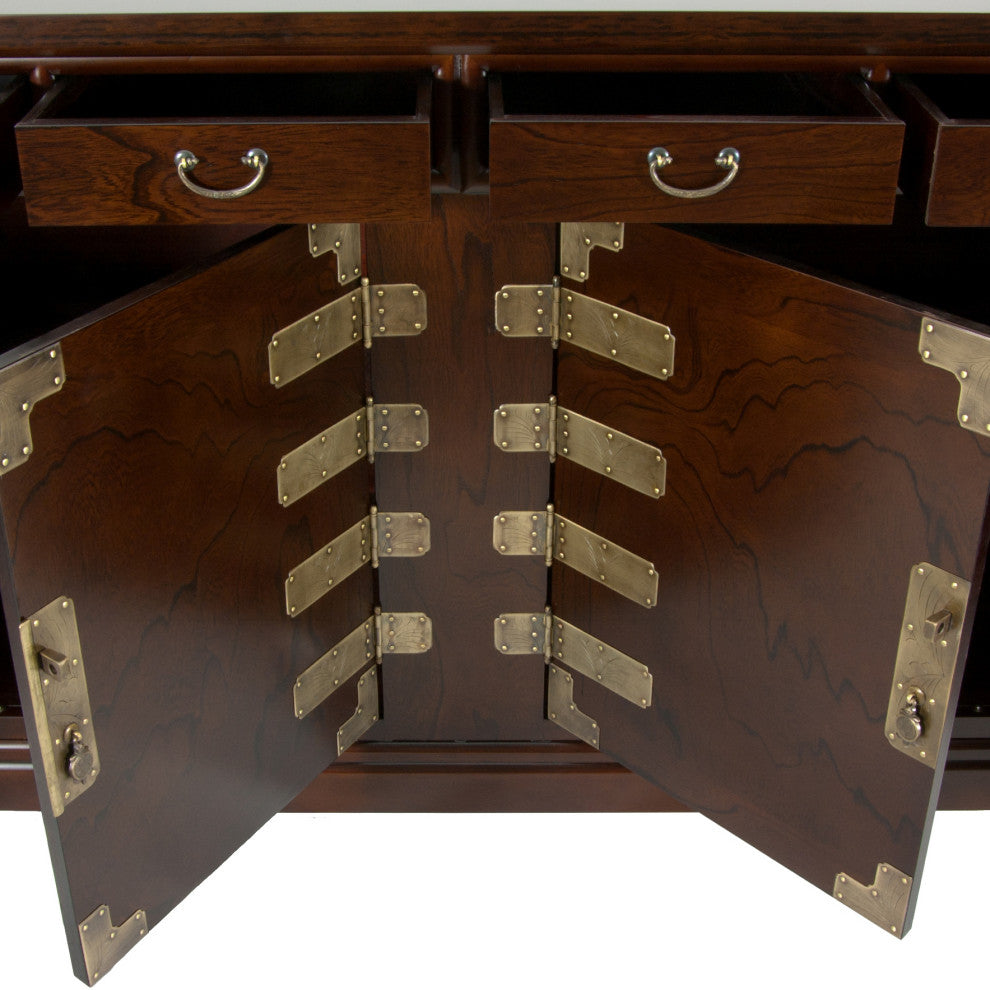 Korean Antique Style 8 Drawer Double Cabinet Credenza