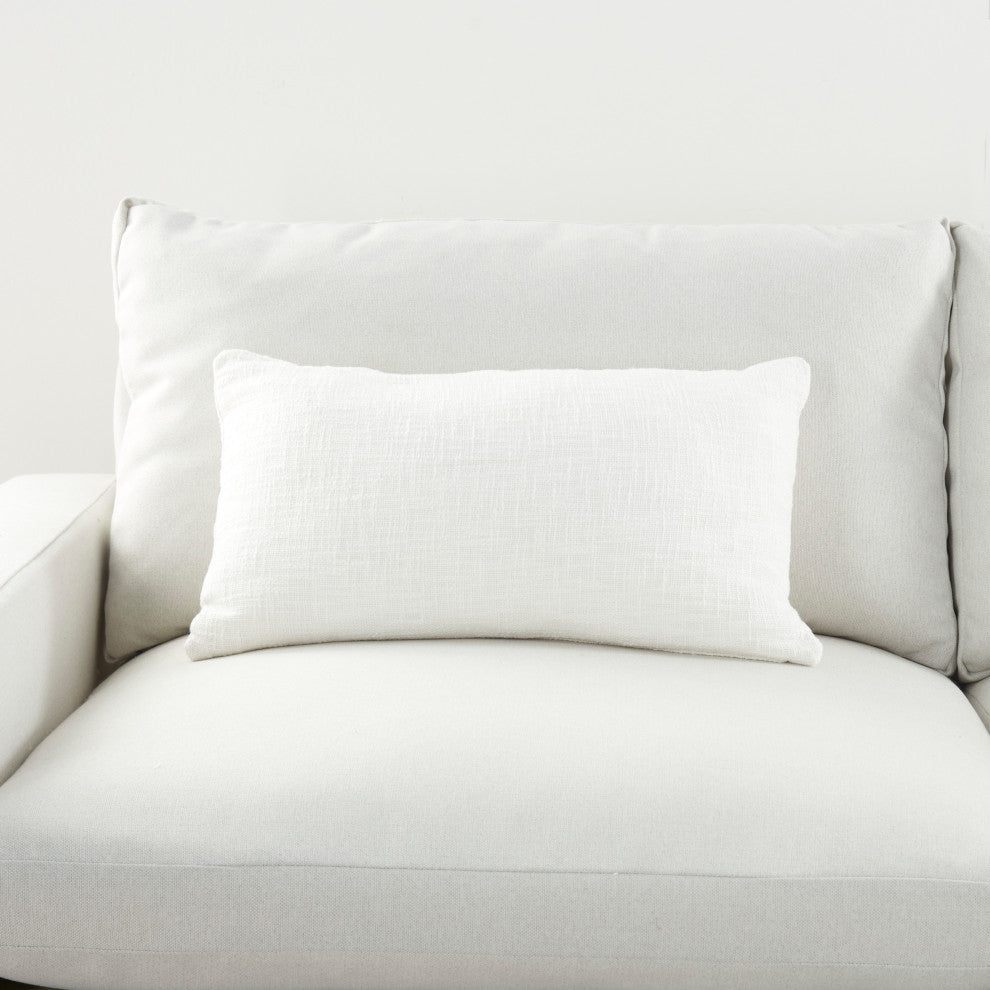 Mina Victory SH021 Throw Pillow, White, 14" X 24"