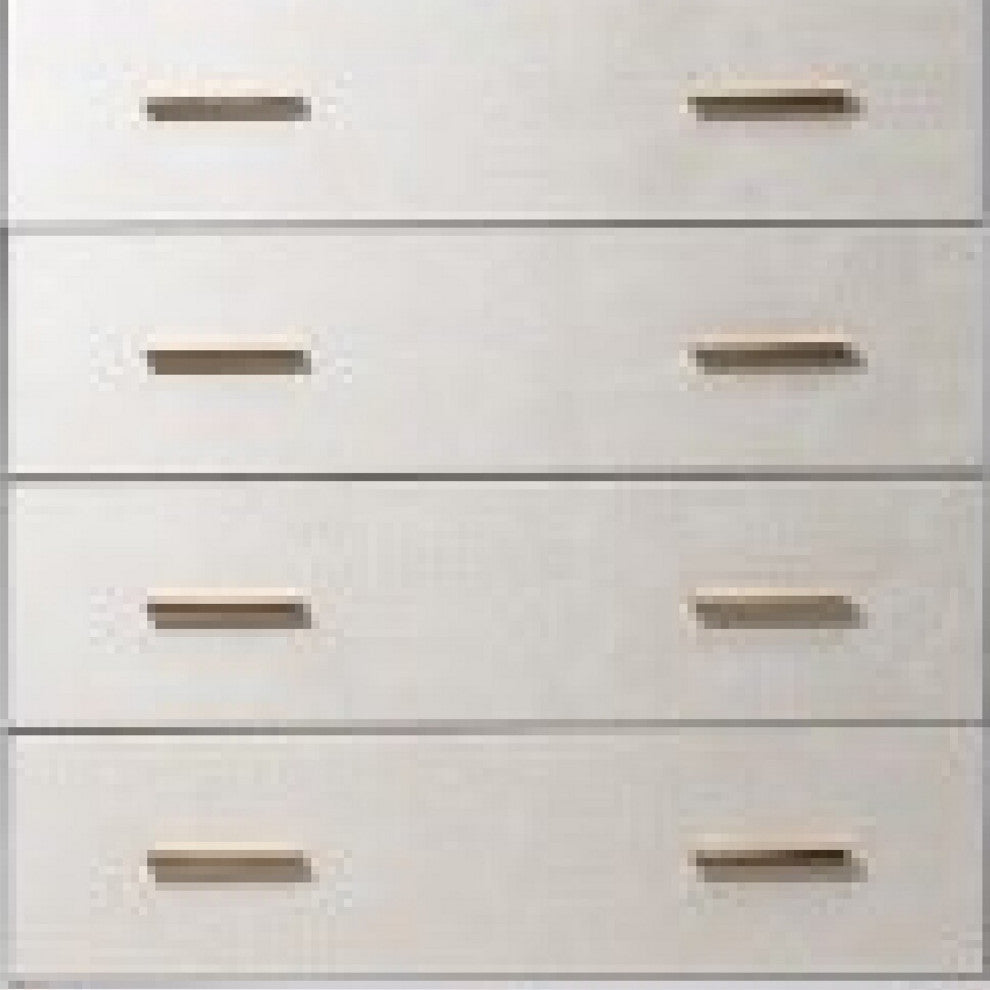 Benzara Emily 37" Wood Tall Dresser Chest, 4 Drawers Gold Handles, White