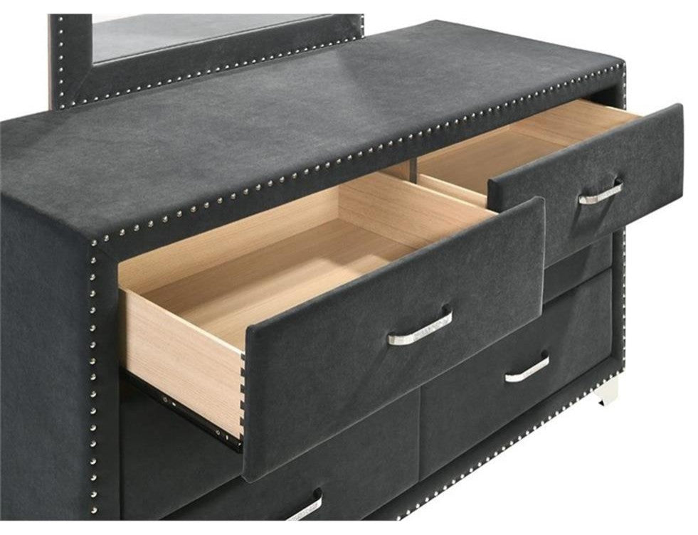 Coaster Melody 6-drawer Contemporary Velvet Upholstered Dresser in Gray