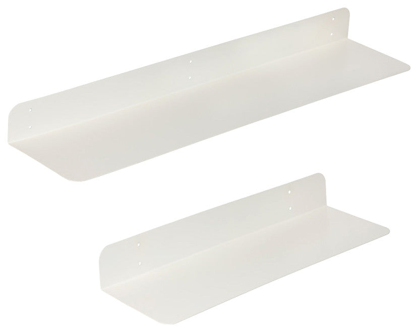 Saffron Fabs Metal Wall Shelves, White, 2 Piece Set: 24x8 & 36x8