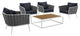 Stance 5 Piece Outdoor Patio Aluminum Sectional Sofa Set, White Navy