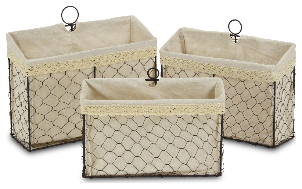 Lined Wire Organizers, Set of 3