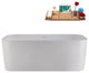 59" Streamline NS5780CH Matte White Stone Resin Bathtub, Tray With Chrome Drain