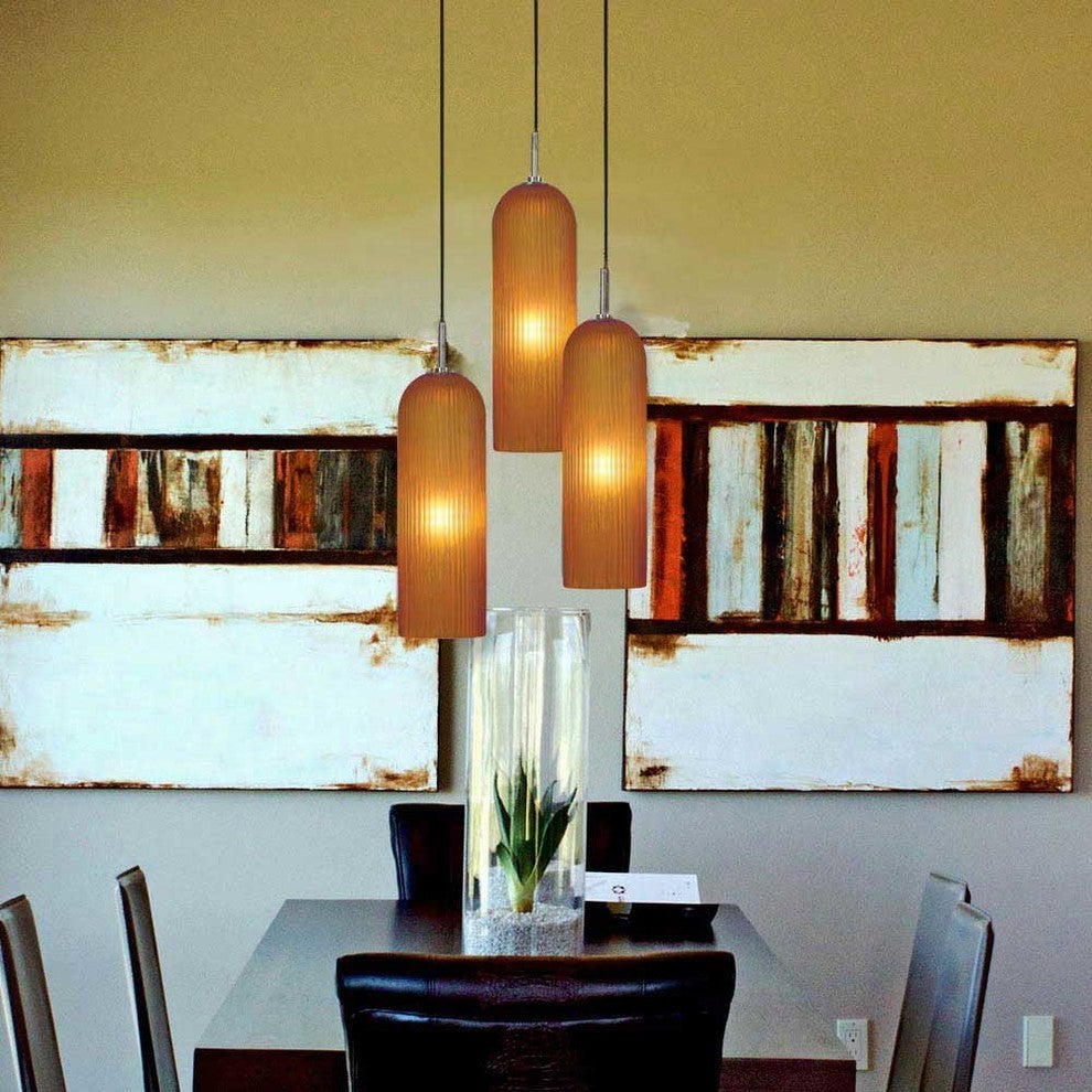 Light Low Voltage Pendant And Canopy Kit, Amber Bronze, Amber Satin Nickel