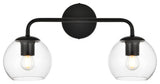 2 Light Black And Clear Bath Sconce