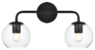 2 Light Black And Clear Bath Sconce