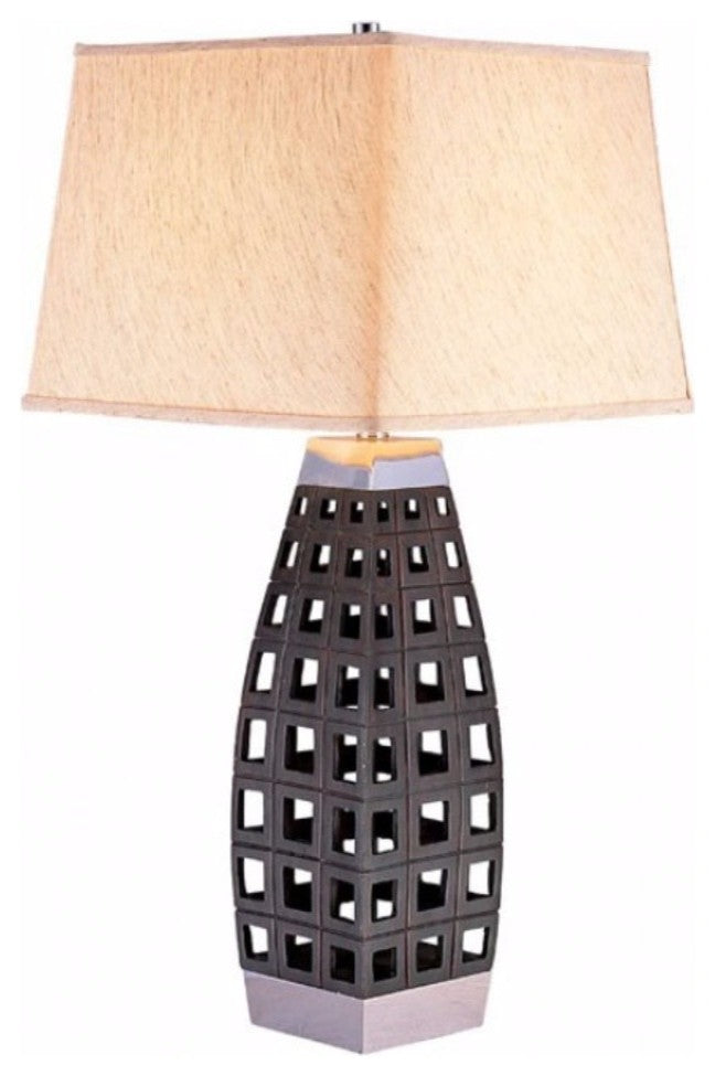 Zara Table Lamp with Chrome Accents,Black, Chrome